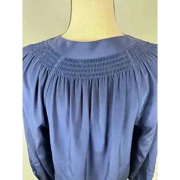 Lilly Pulitzer Women's 100% Silk Blouse Navy Blue Long Sleeve Cinched Detail M - Picture 7 of 12